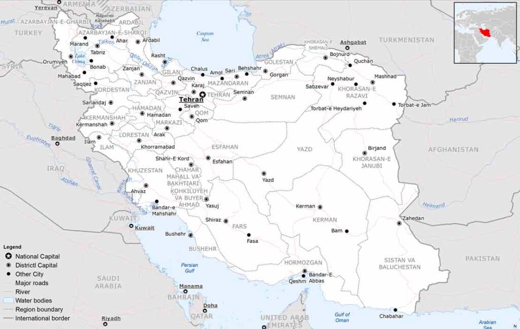 Iran close up map