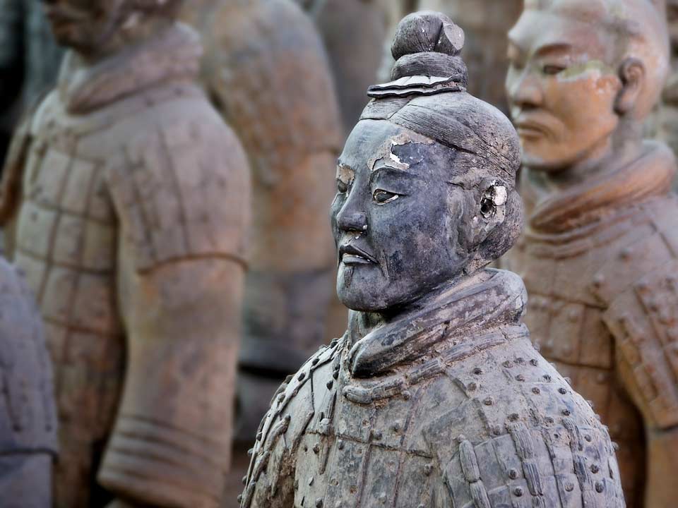 The face of a Terracotta warrior 