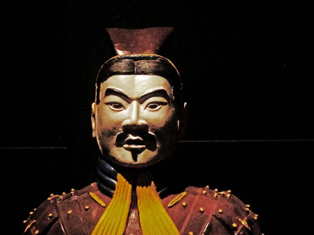 A painted terracotta warrior 