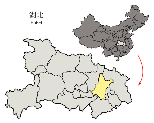 Wuhan location in Hubei province
