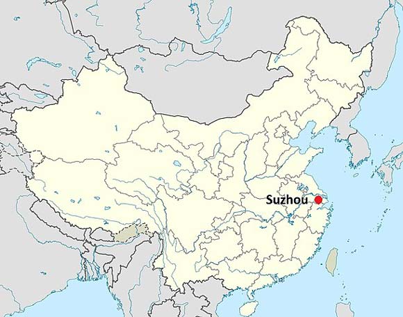 Location of Suzhou on a map