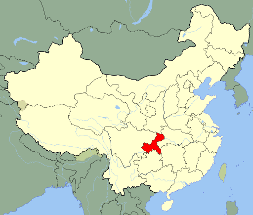 Chongqing on a map of China